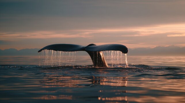 Whale tail dive shot at sunset with Canon EOS R5