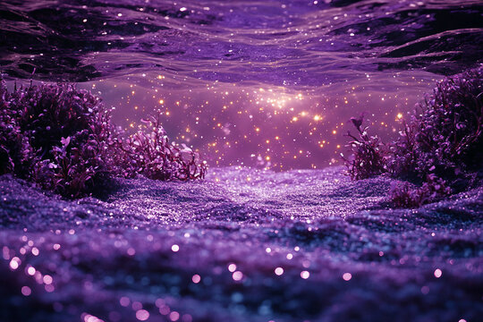 Alien land planet with glowing flowers blooming around lava river in generative ai fantasy terrain concept