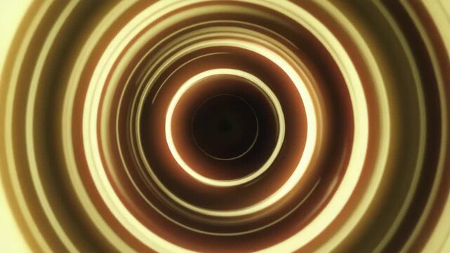 Glowing Concentric Circular Tunnel with Spiraling Rings and Hypnotic Depth for Abstract Motion and Technology Concepts