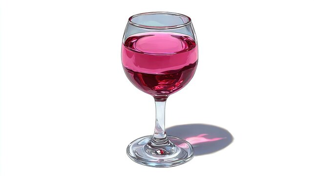 Glass of Rose Wine: A solitary glass of refreshing rose wine, its vibrant pink hue catching the light, casts a soft shadow on the surface.