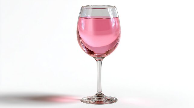 Pink Refreshment: A tall wine glass filled with a vibrant pink beverage, poised on its delicate stem, awaits enjoyment.