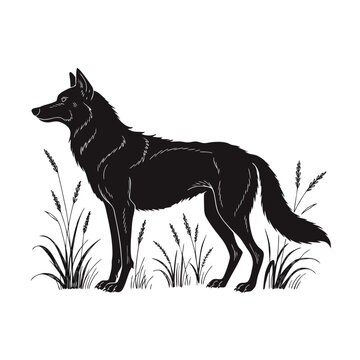 Vintage Wolf Wildlife Silhouette