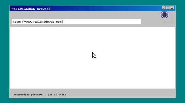 Retro 90s Web Browser Window Typing URL Address Bar