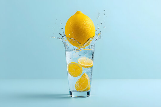 lemon falling into water