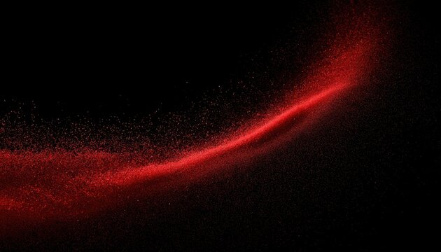 A sweeping arc of fine red dust particles floating against a solid black backdrop