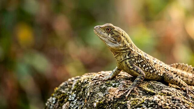 lazarus lizard close up at morning light in croatia mediterranean rocky habitat video