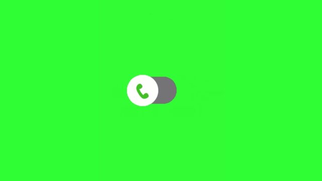 Animated incoming phone call interface with a green handset icon and slide-to-answer control on a bright green screen, ideal for communication concepts, smartphone interfaces, app demos, tutorials, an