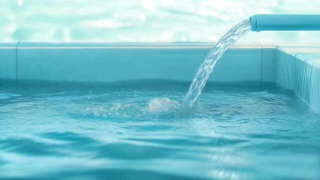 Water Pouring From a Pipe into a Swimming Pool
