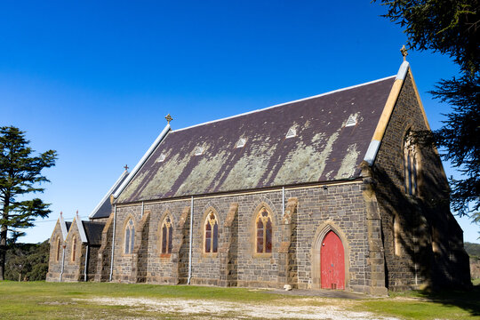 The historic bluestone Gothic Revival St Johns Anglican Church in Creswick Victoria Australia