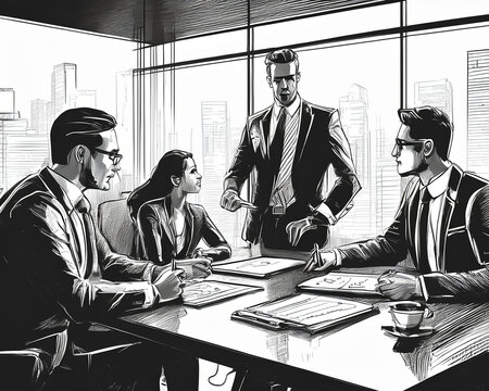 Business people discussing strategy during corporate meeting