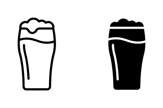 Beer Glass Icons, Pint Glass Vector Graphics, Alcohol Beverage Symbols, Pub Drink Illustrations