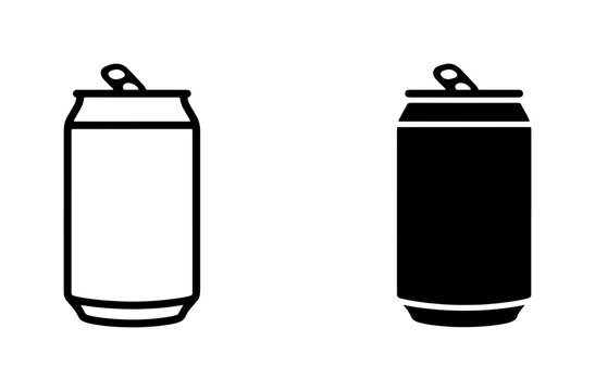 Soda Can Icons, Beverage Container Vector Graphics, Refreshment Drink Packaging Symbols, Modern Minimalist Design