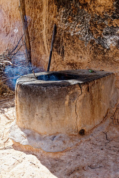 Traditional Outdoor Earth Oven with Straw Canopy Canopy at Matmata Cave Dwelling Entrance