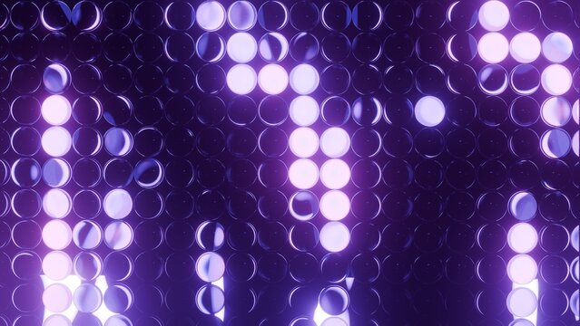Abstract glowing purple LED circle light grid matrix texture