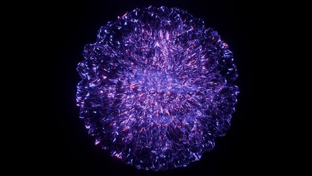 Abstract purple crystal sphere mesh isolated on black background