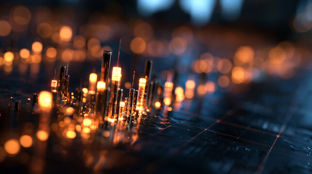 Futuristic Data Network and Glowing Circuit Abstract Background