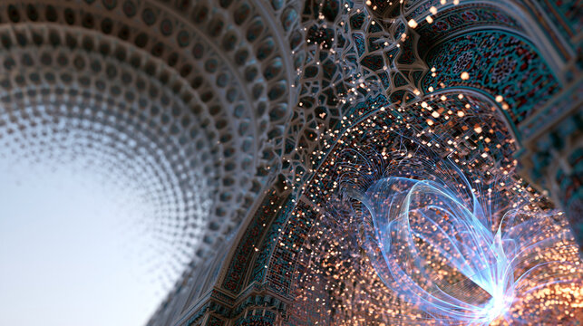 Digital Transformation of Traditional Islamic Architecture with Glowing Particles