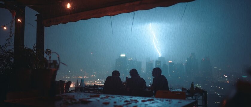 Summer storm balcony watch party with friends during lightning Canon EOS R5 24mm f28