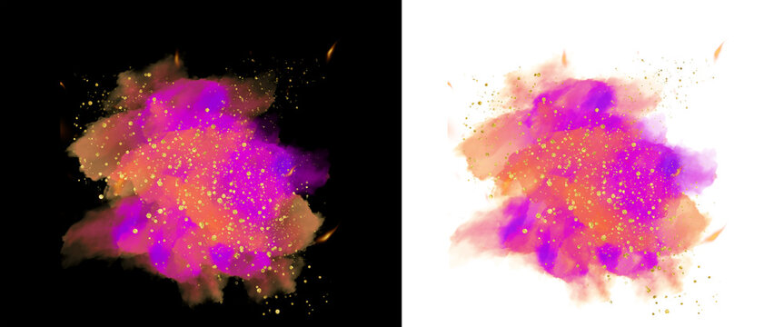 Magical Colorful Smoke Cloud with Gold Glitter Sparkles