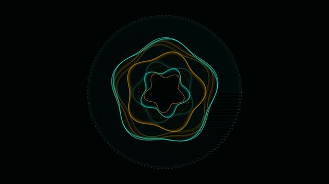 Glowing Neon Waveforms Radiating Circular Digital Ripples On A Dark Black Background Motion Graphic