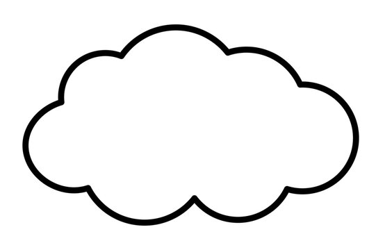 Simple outline cloud, fluffy cloud contour on transparent background