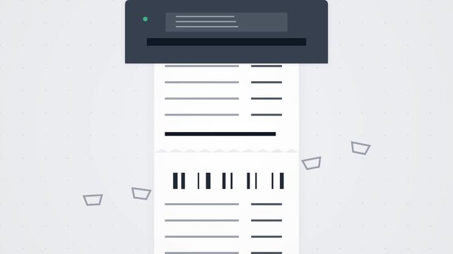 Unlimited Long Shopping Receipt Printing from POS Machine Concept, 16:9 Aspect Ratio 60fps 4K Resolution