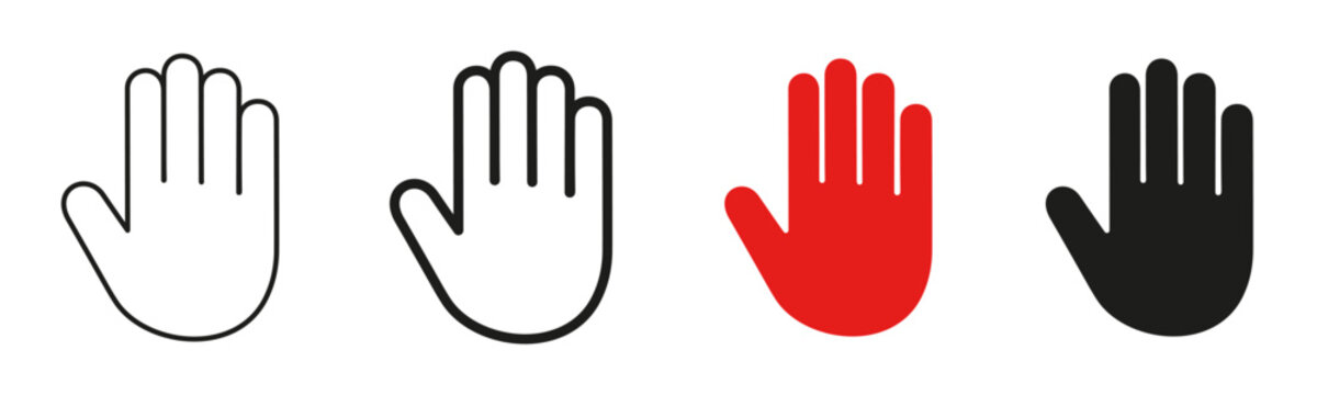Hand stop icon, do not enter. Stop hand, hand gesture. Warning stop sign