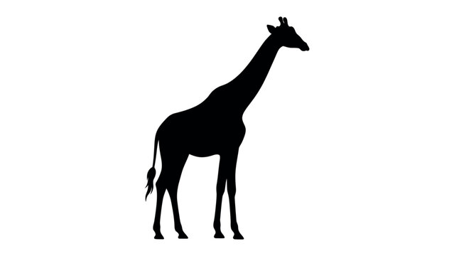 Silhouette of a Giraffe: A striking black silhouette of a majestic giraffe stands tall, its long neck and distinctive shape clearly defined against a clean background.