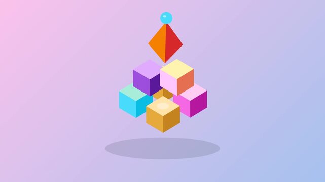 Abstract 3D Geometric Shapes Stacked and Floating.