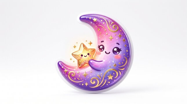 A cute and sparkling star sticker that adds a touch of magic, positivity, and playful charm to any design.