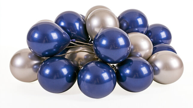 Cluster of blue and silver christmas ornaments with ornament