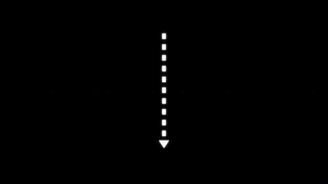 vertical arrow dotted line to down direction animation a black background