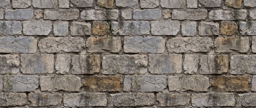 Dark Weathered Stone Wall Texture with Rough Aged Masonry