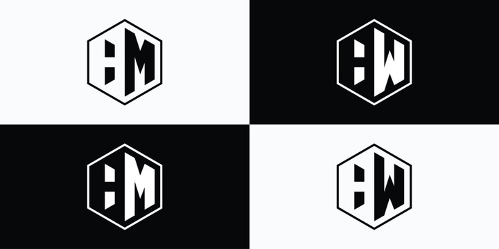 Hexagonal Monogram BM and BW Logos.