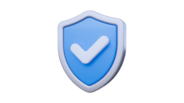 3D Shield Icon with Checkmark Symbol for Digital Cybersecurity and Data Protection Concepts 93