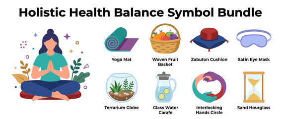 Fototapeta premium Holistic health and wellness balance symbol bundle.