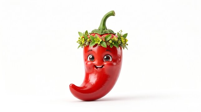 Vibrant chili pepper artwork featuring bold colors, glossy textures, and a fresh, energetic appearance. A striking spicy ingredient captured in a clean and modern composition, perfect for food illustr