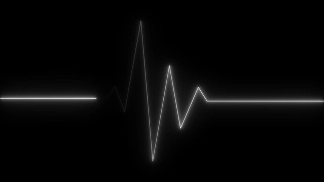 neon glowing heart beat animation, heart beat line animation on black background, ECG neon electrocardiogram pulse 4k,cardiology video neon pulse icon animation,