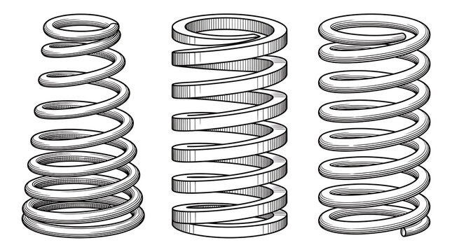 Automotive suspension and steering metal coil springs set industrial mechanical components