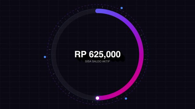 Modern 4K 60fps Circular Progress Ring Hub Interface with Indonesian Rupiah RP Balance Dashboard