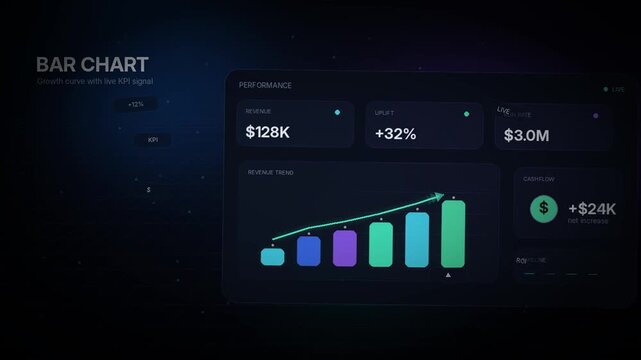 Business Growth Bar Chart Dashboard With Revenue Metrics