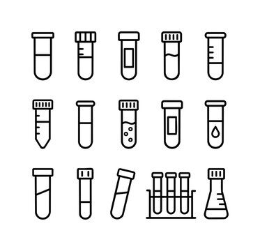 Medical Test Tube Icon Collection with Sample Vial and Flask Laboratory Symbols