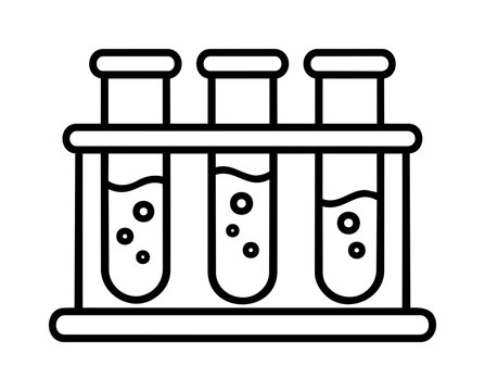 Filled Test Tube Rack Icon with Liquid Sample for Laboratory and Science Design