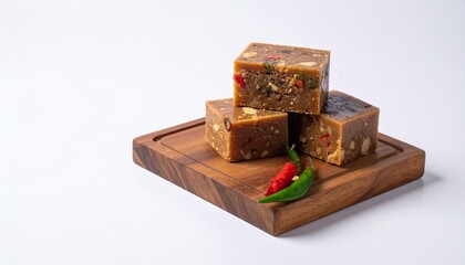 Obraz premium Indonesian shrimp paste block, minimal background, realistic texture