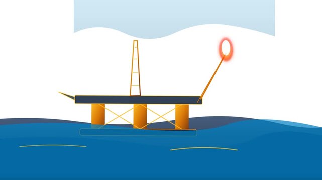 Animasi Offshore Rig Parallax Ocean 4K Motion Graphic Animation | Seamless Loop