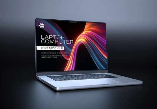 Modern Laptop Mockup Isolated on Black Background