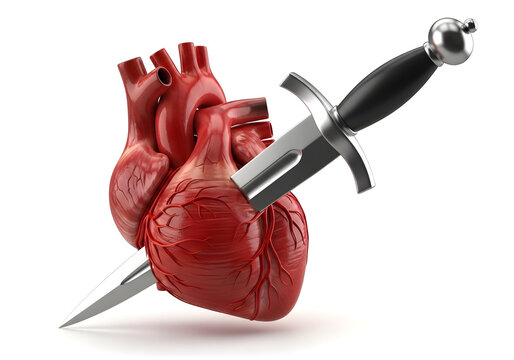 Heart with dagger stabbed through it, symbolizing pain and heartbreak