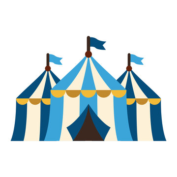 A colorful striped circus tent illustration for festive events and celebrations.