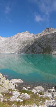 Spectacular glacial lake of Vedretta at 2612 m