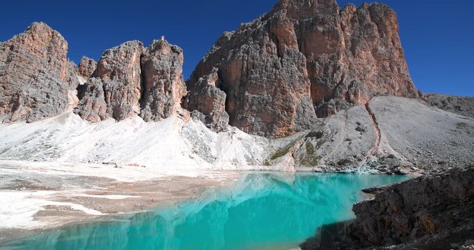  Spectacular Antermoia glacial lake in the Fassa valley